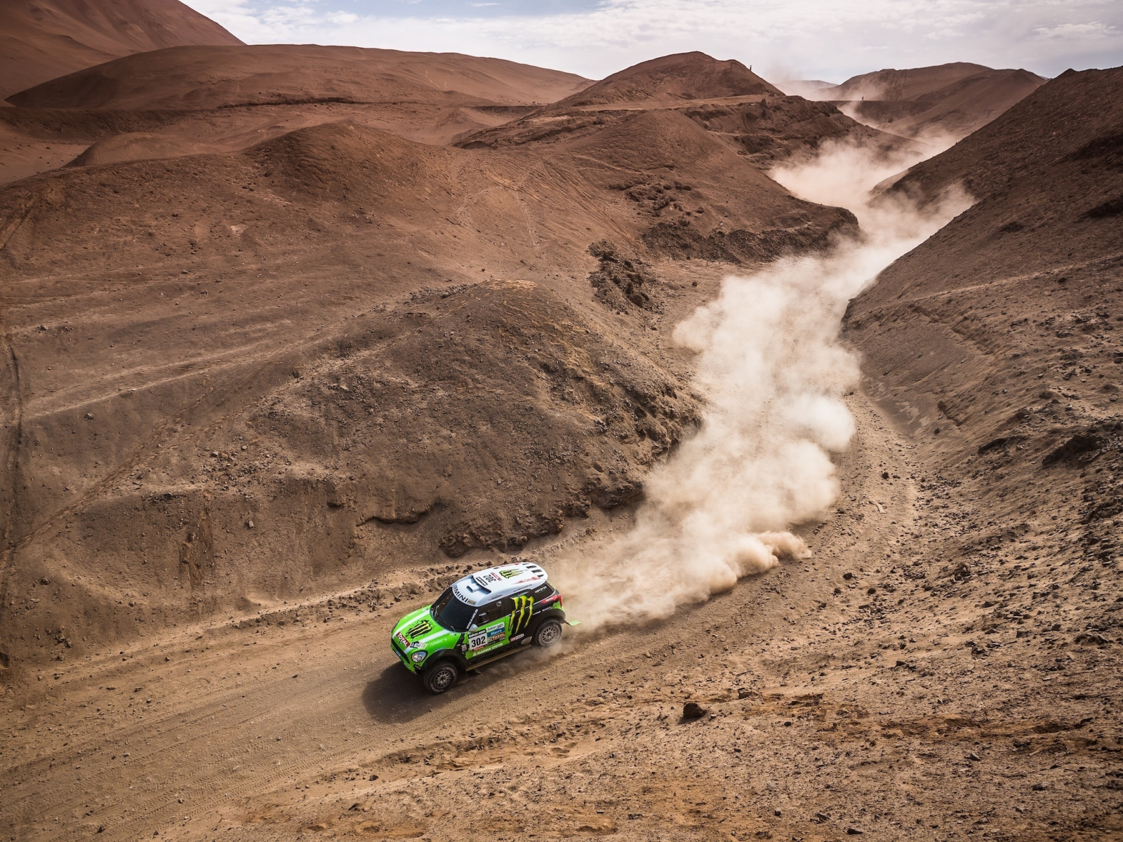 вид сверху, Mini cooper, зеленый, rally, dakar, mini, пыль, мини купер