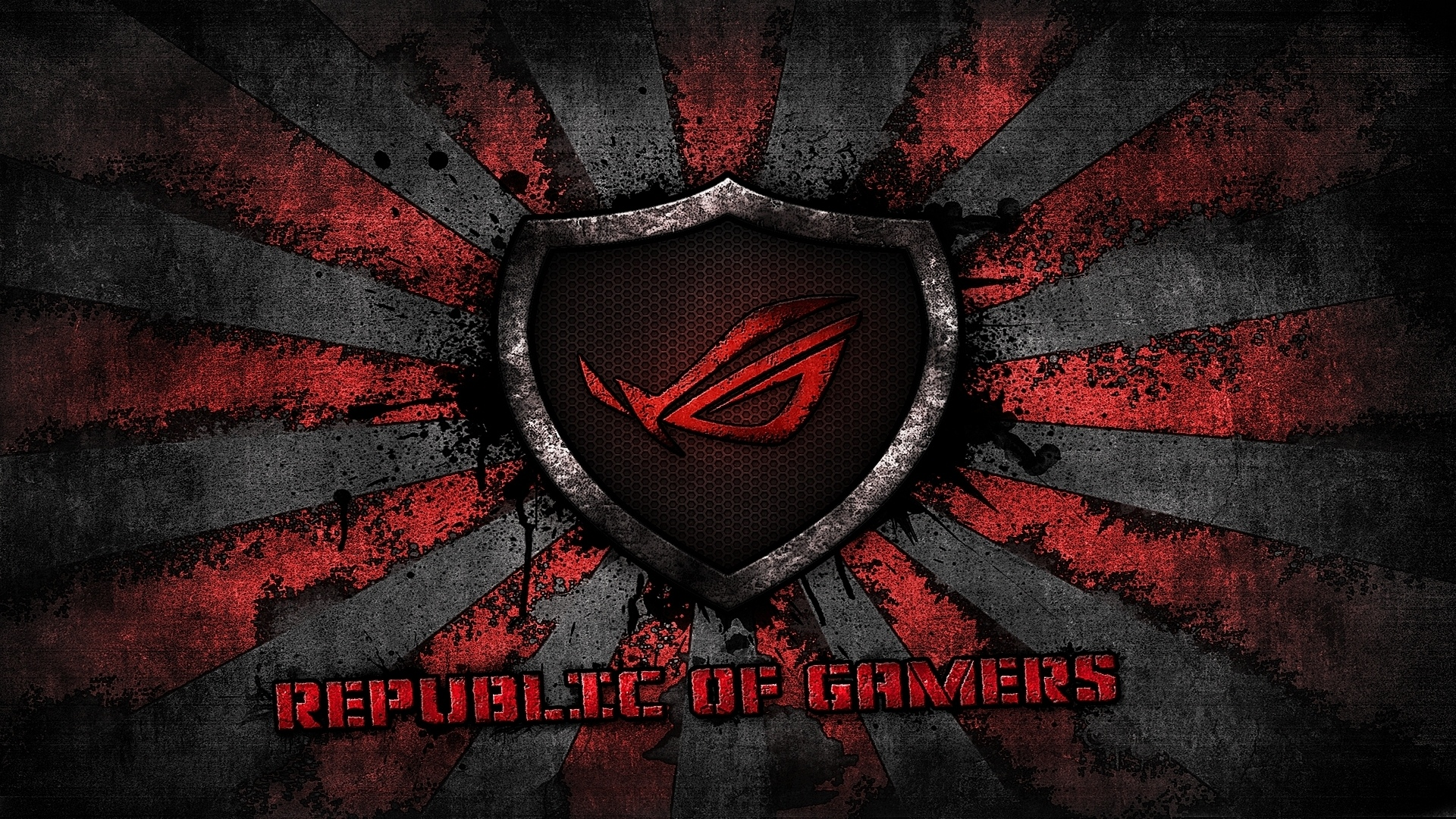 logo, red, grey, Asus, asus gamer, background, brand, rog, sunburst, republic of gamers