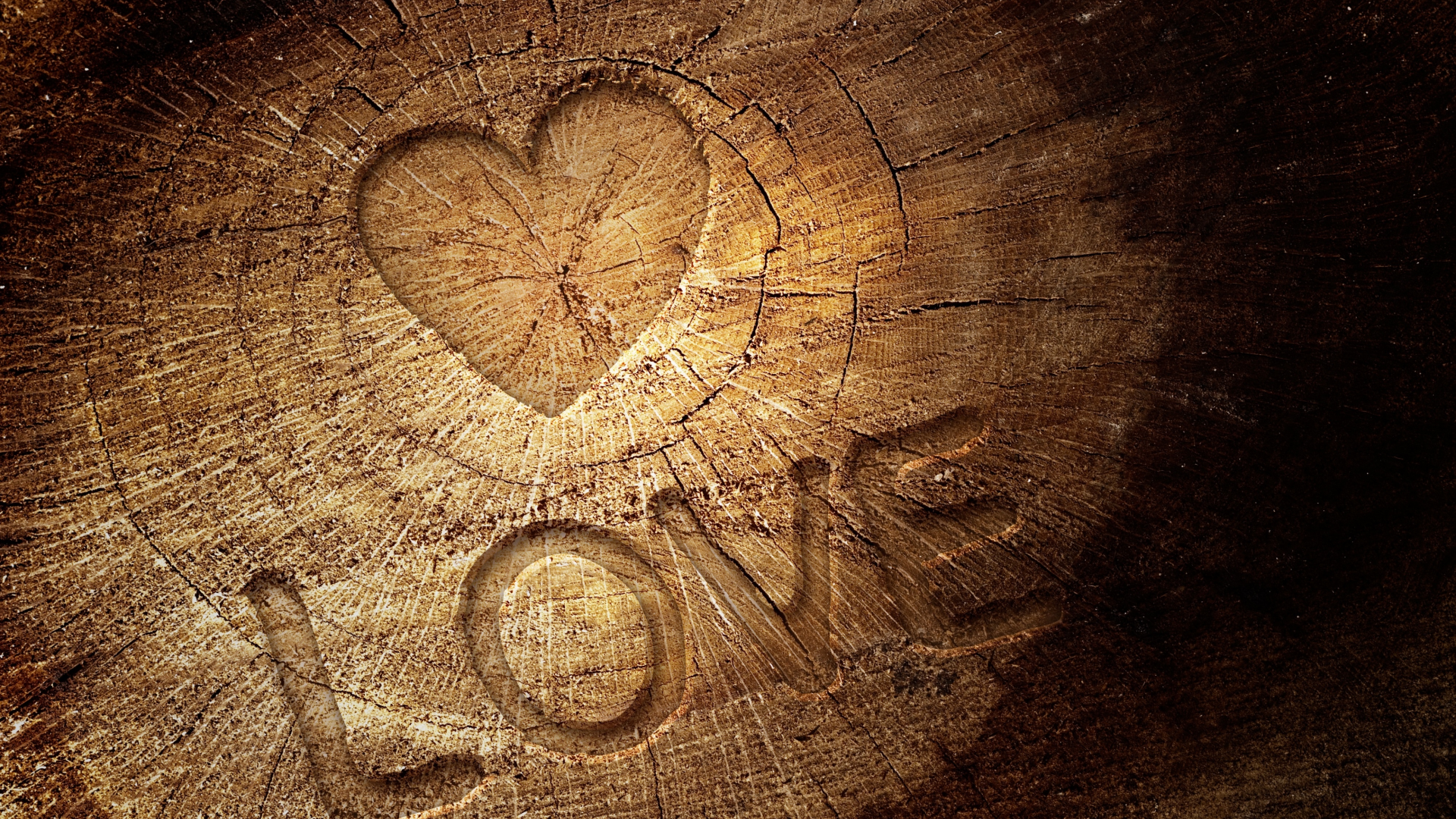 сердце, текстура, Дерево, трещины, надпись, любовь