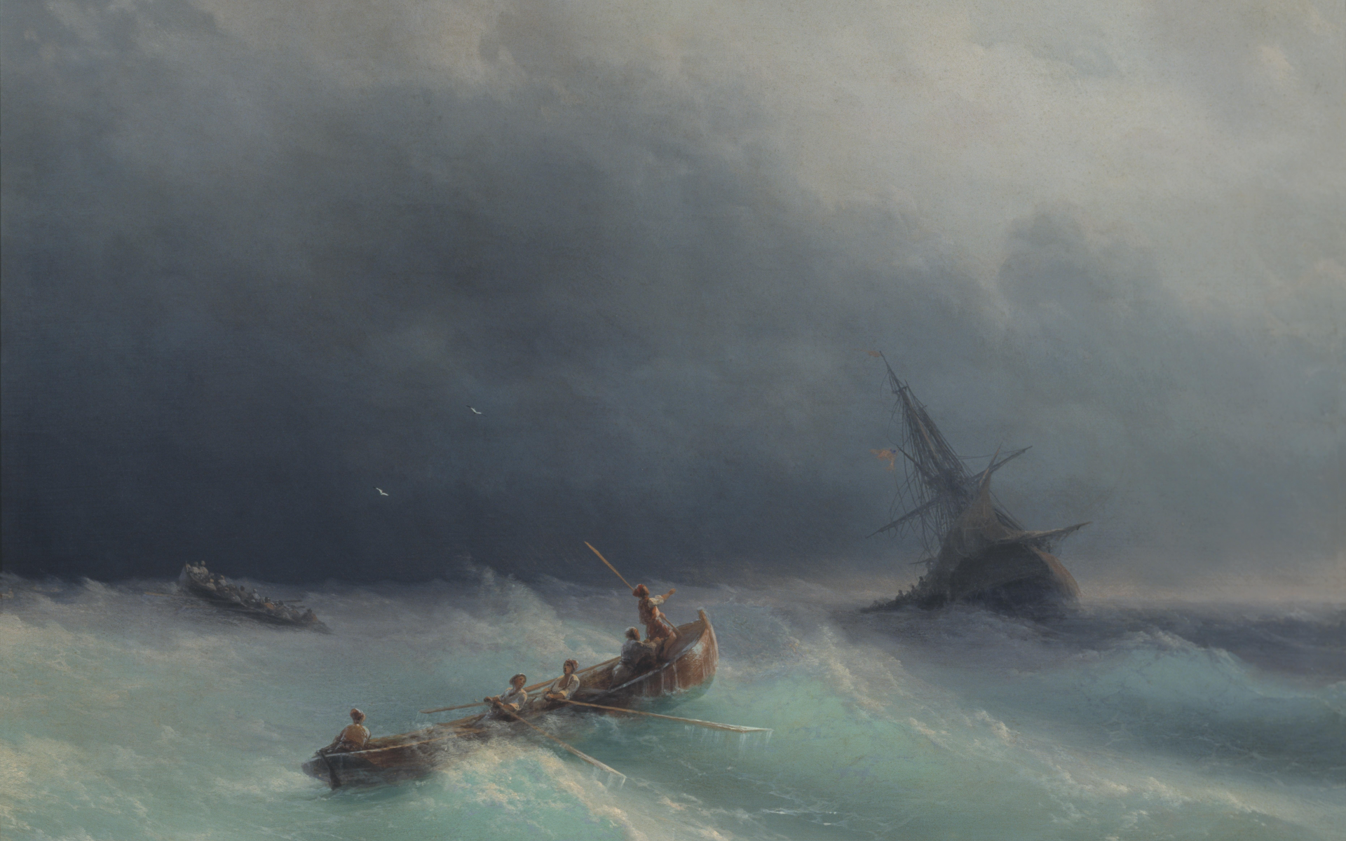 Картина, айвазовский, шторм, море, живопись