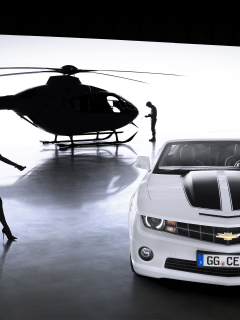 вертолёт, Chevrolet, camaro, convertible 2012, девушка