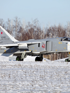 самолет, Су-24, бомбардировщик, взлет, фронтовой