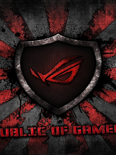 logo, red, grey, Asus, asus gamer, background, brand, rog, sunburst, republic of gamers