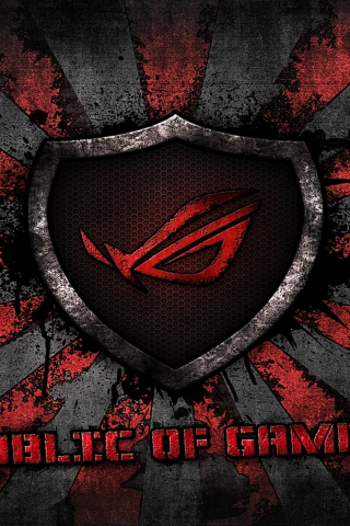 logo, red, grey, Asus, asus gamer, background, brand, rog, sunburst, republic of gamers