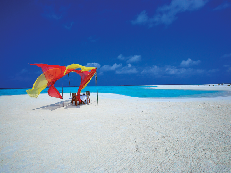 рай, столик, остров, берег, отдых, романтика, Мальдивы