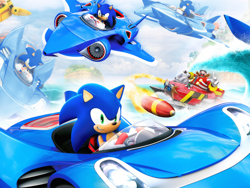 ёж, соник, машина, катер, sonic, Sonic &amp;amp; all-stars racing transformed