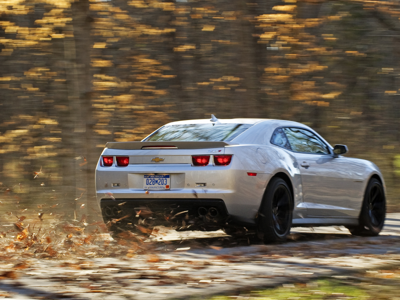 autumn, camaro, road, Chevrolet, silvery, камаро зл1, шевроле, zl1