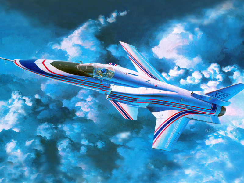 небо, американский, обратной, самолёт, x-29, Арт, с, grumman