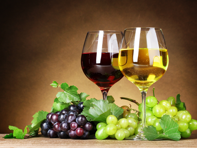 ягоды, виноград, красное, белое, грозди, Вино, листья