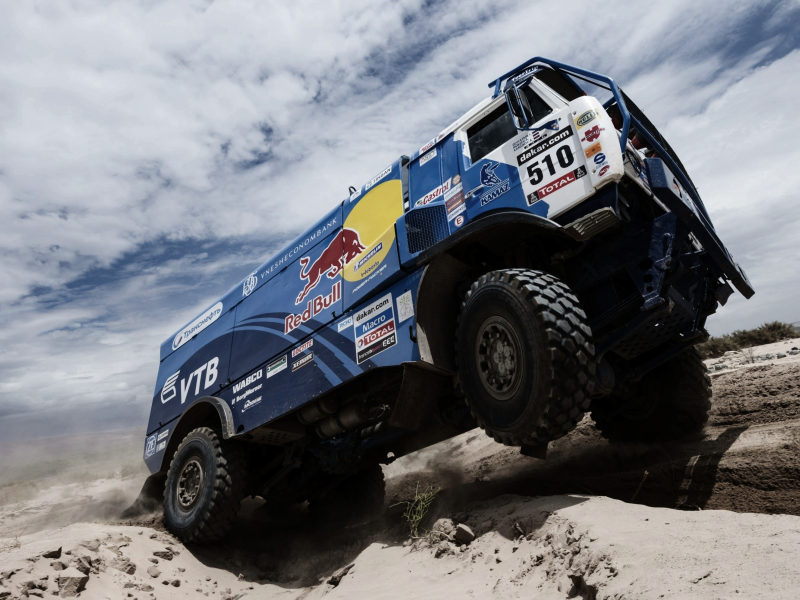 бездорожье, камаз, dakar, red bull, небо, облака, Kamaz, rally