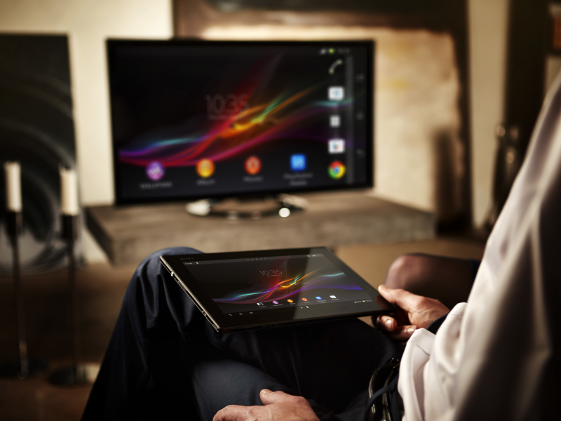 мужчина, android, xperia tablet z, Sony, телевизор, планшет