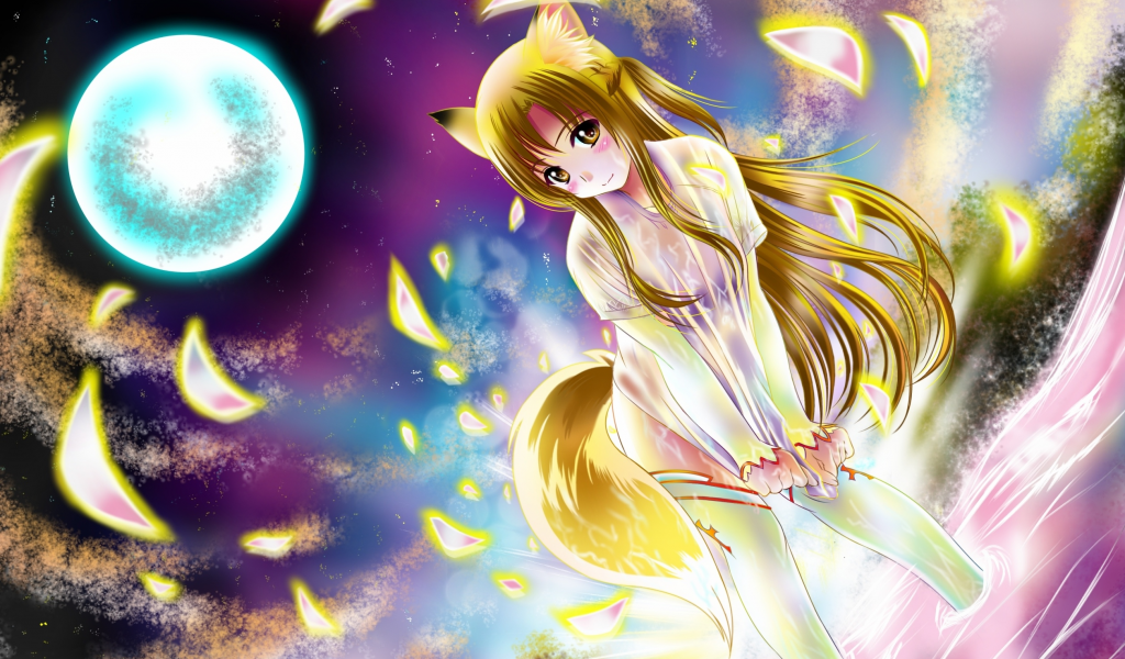 aka kitsune, девушка, yuuki asuna, луна, арт, ночь, sword art online, аниме