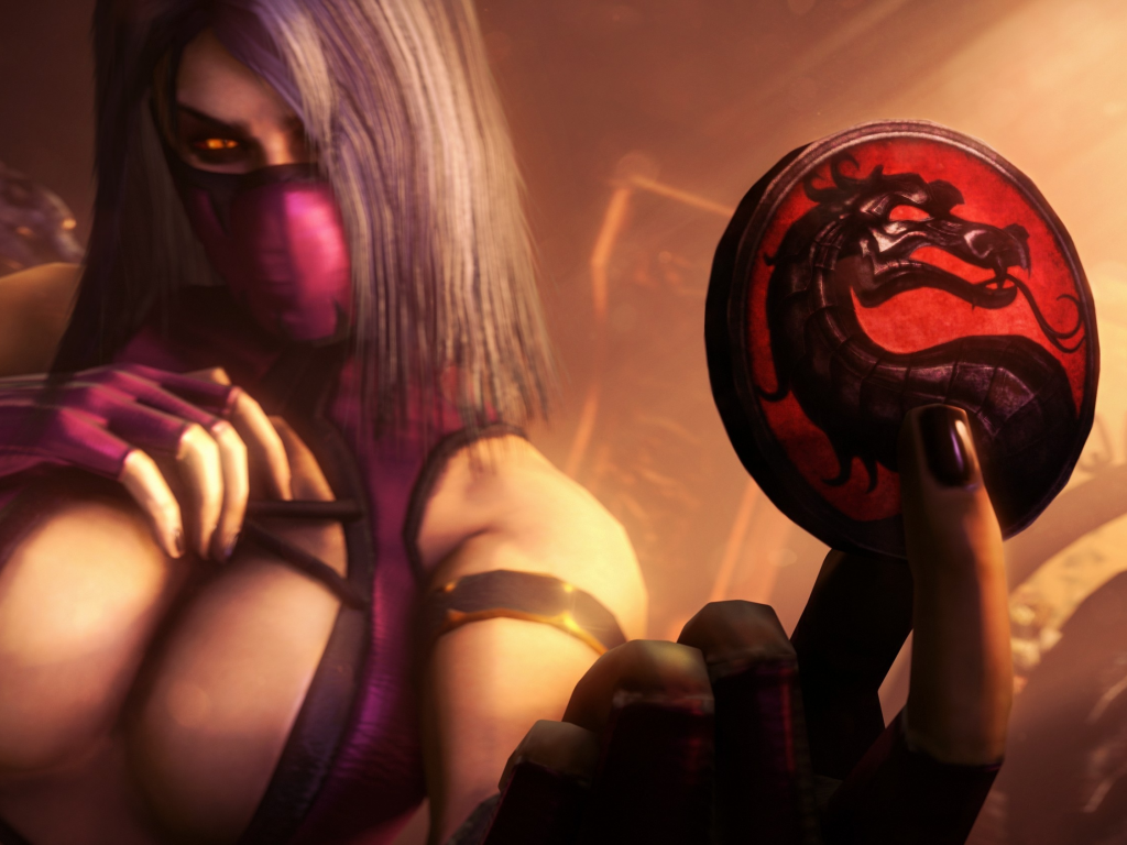 mileena, девушка, фокус, testing your sight, mortal kombat, монета, арт