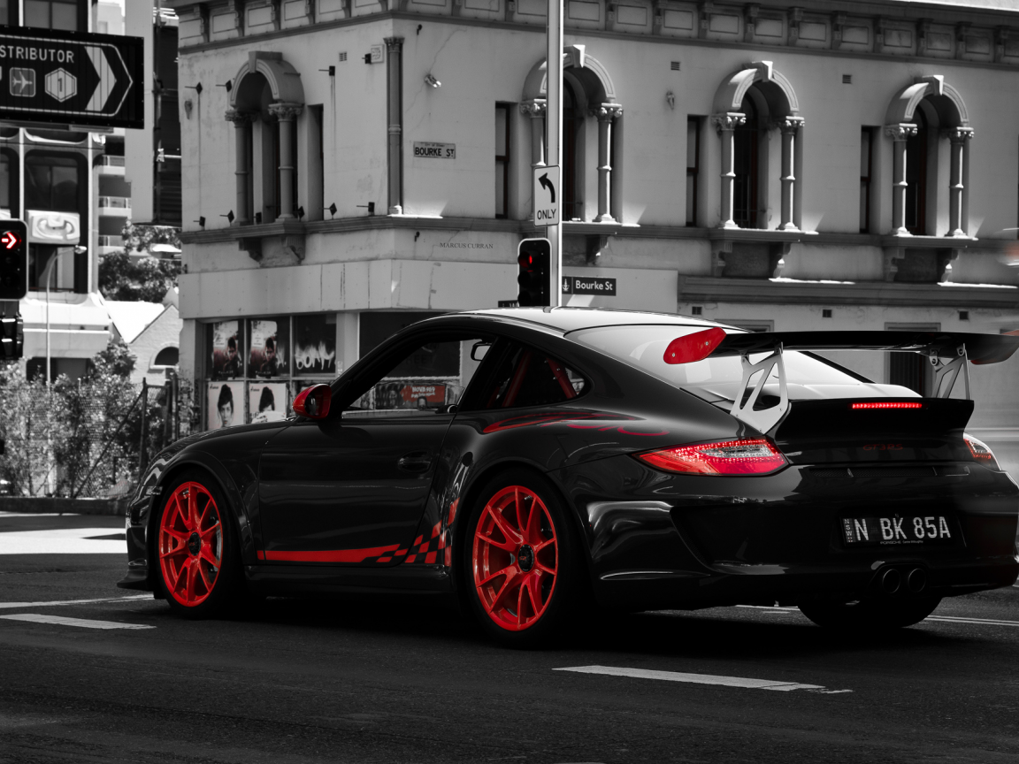 тона, чёрно, gt3, rs, чб, белые, красные, фото, porsche, 997