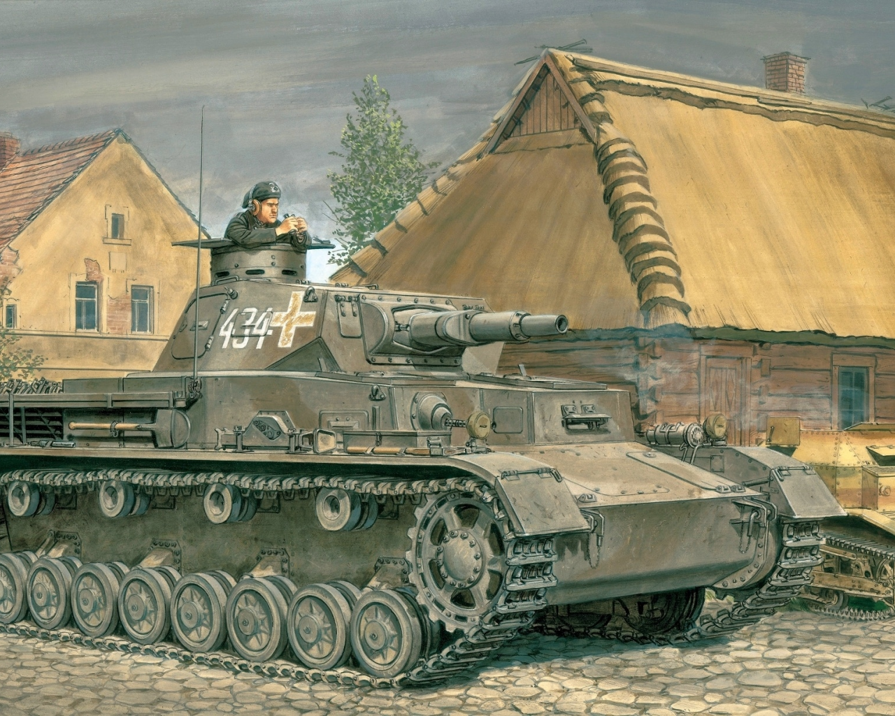 дома, т-4, рисунок, средний танк, танкист, ron volstad