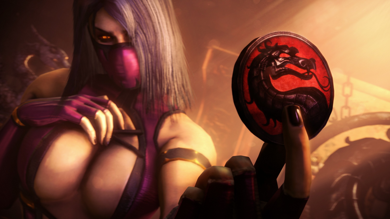 mileena, девушка, фокус, testing your sight, mortal kombat, монета, арт