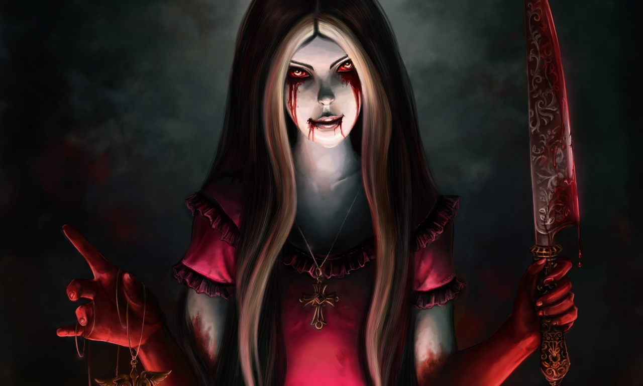 алиса, alice madness returns, нож, кровь