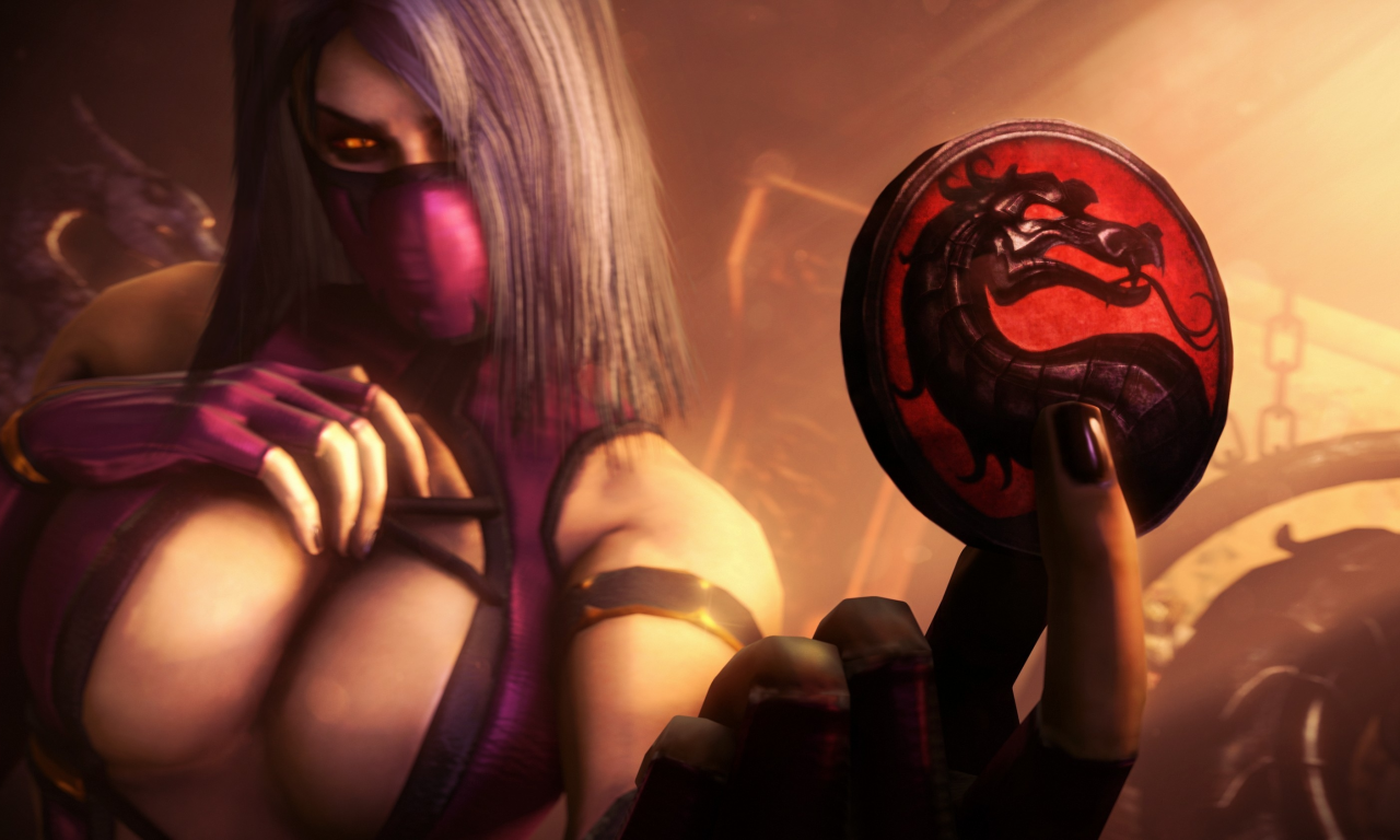 mileena, девушка, фокус, testing your sight, mortal kombat, монета, арт