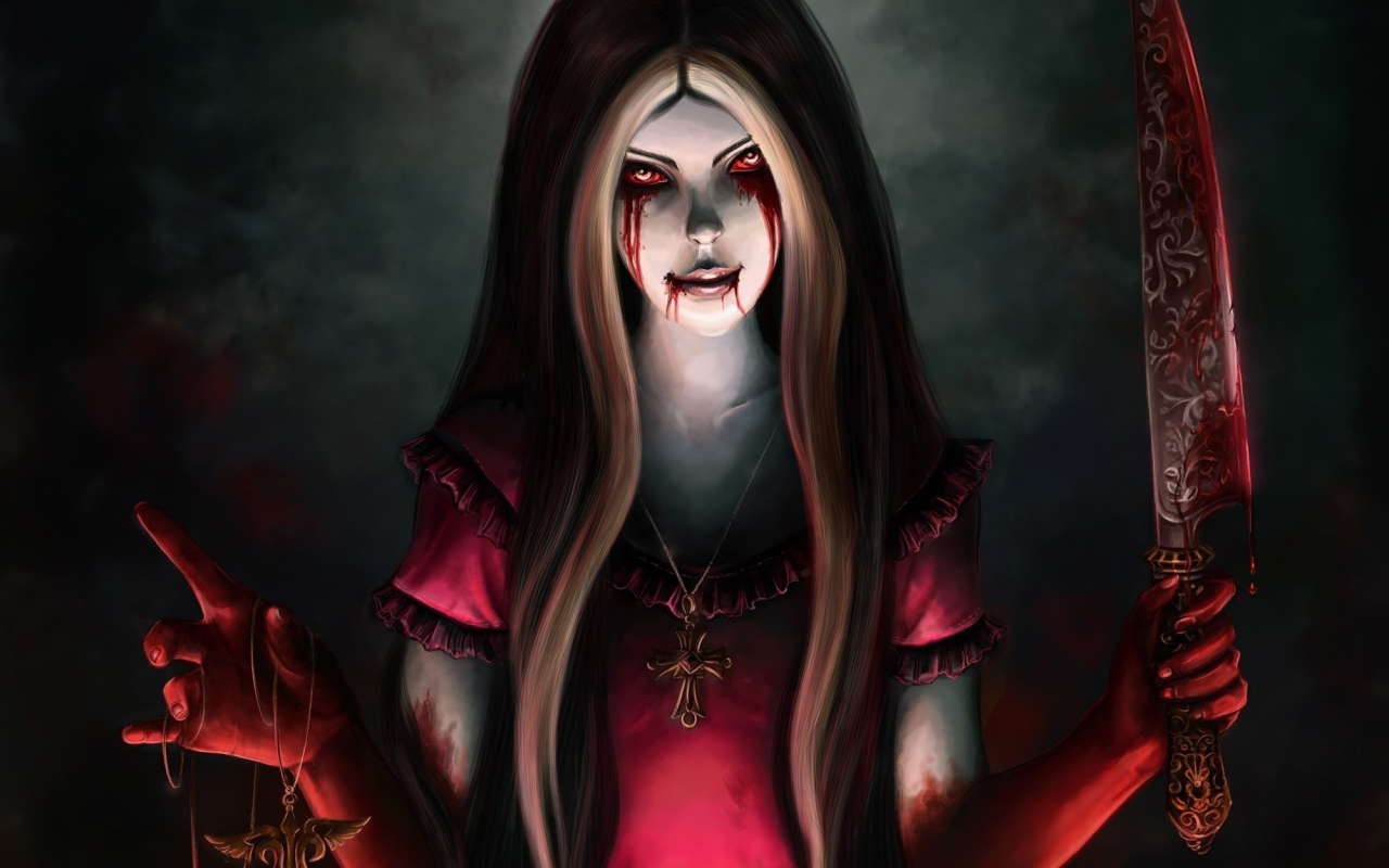 алиса, alice madness returns, нож, кровь