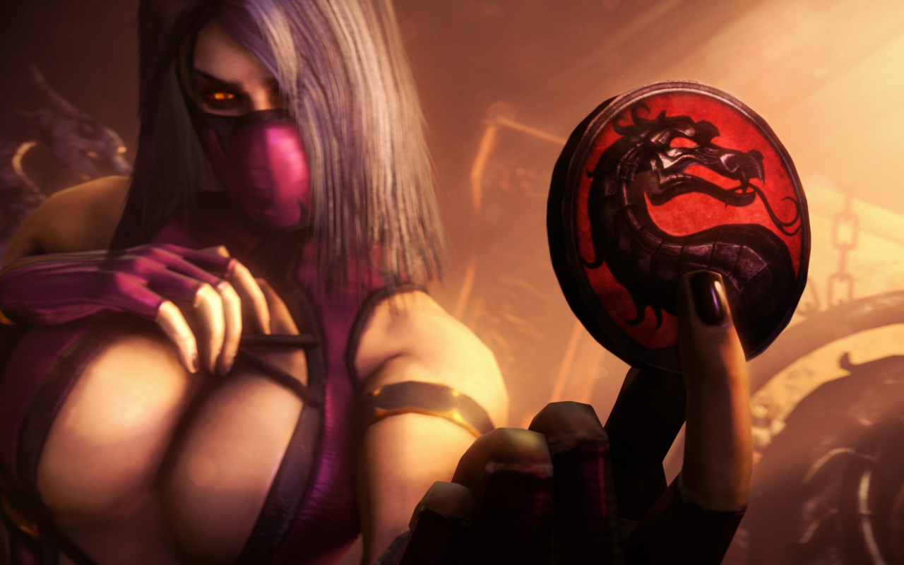 mileena, девушка, фокус, testing your sight, mortal kombat, монета, арт