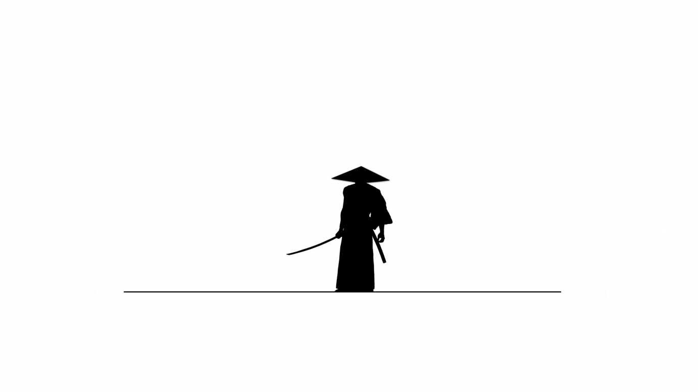 фон, минимализм, самурай
