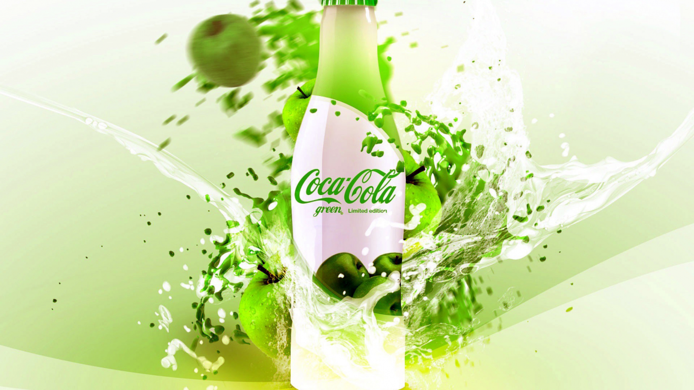яблоко, бутылка, кока-кола, зелёный, напиток, coca-cola