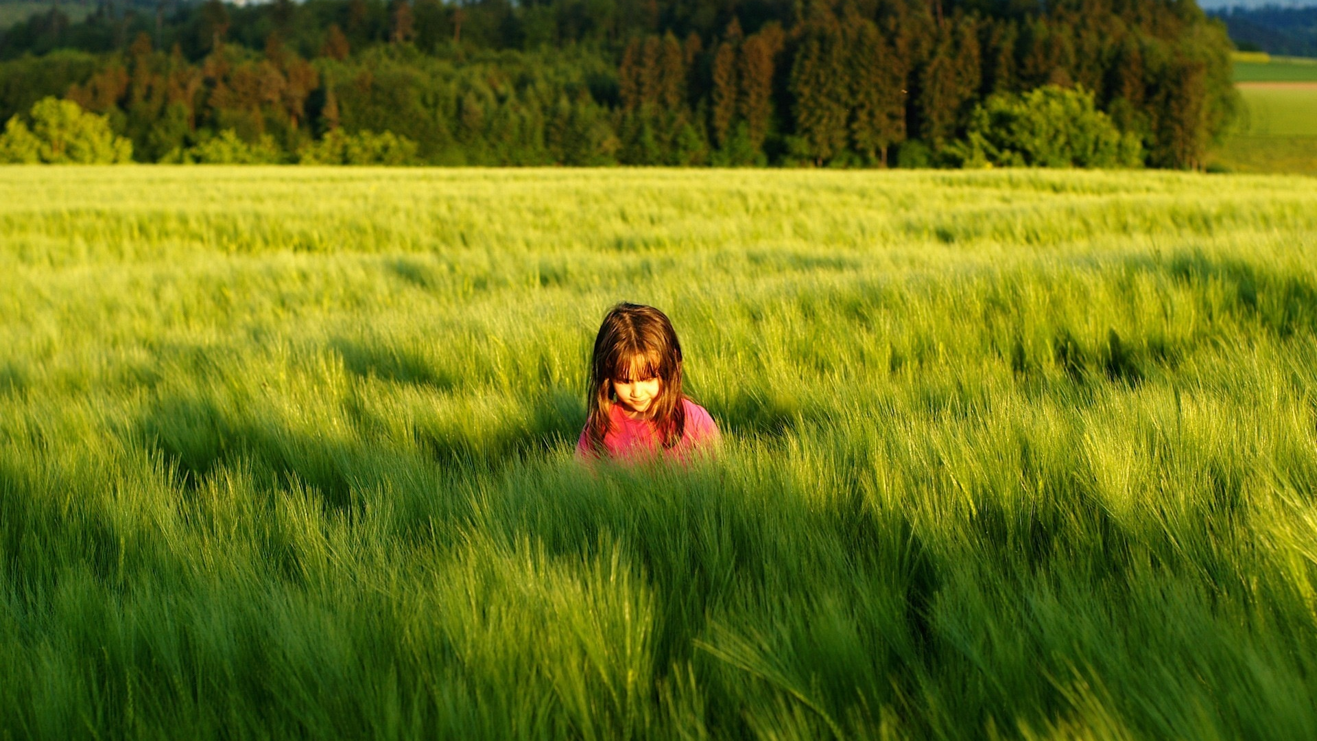 зелень, девочка. природа, настроения, дети, луг, трава