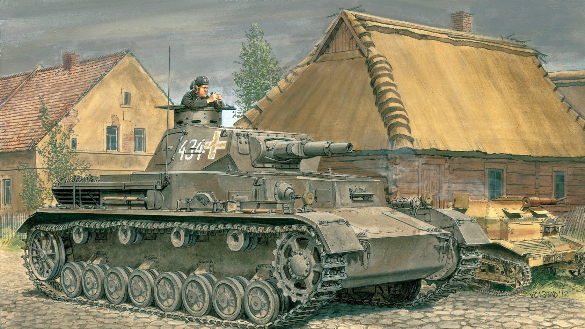 дома, т-4, рисунок, средний танк, танкист, ron volstad