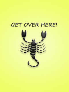 get over here, скорпион, фраза, mortal kombat, scorpion, надпись