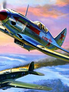 война, небо, миг-3, рисунок, советский, самолёты