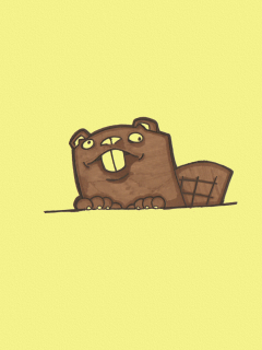 желтый фон, beaver, выглядывает, хвост, животное, бобер