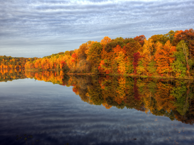 природа, краски, отражения, небо, осень, деревья, вода