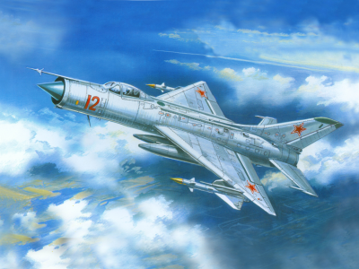 многоцелевой, миг-21ф, советский, арт, истребитель, небо