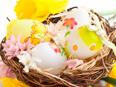 easter, яйца, пасха, весна, праздник, гнездо, пасхальные