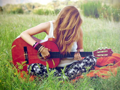 девушка, музыка, гитара