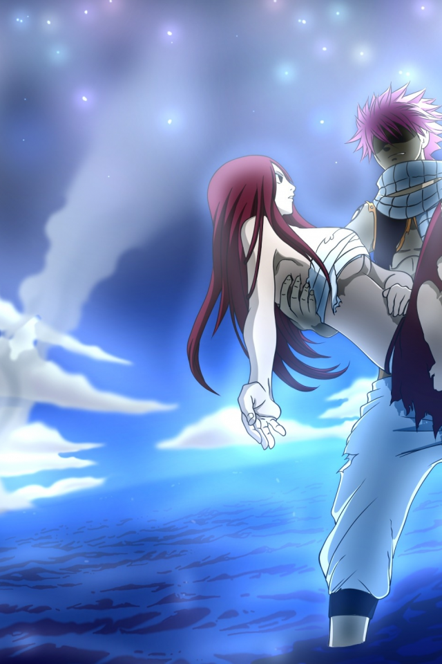 fairy tail, natsu dragneel, сказка о хвосте феи, akemiii, арт, erza scarlet