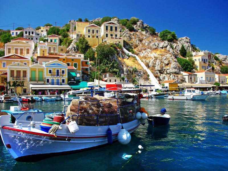 груз, дома, море, греция, горы, greece, лодки, природа