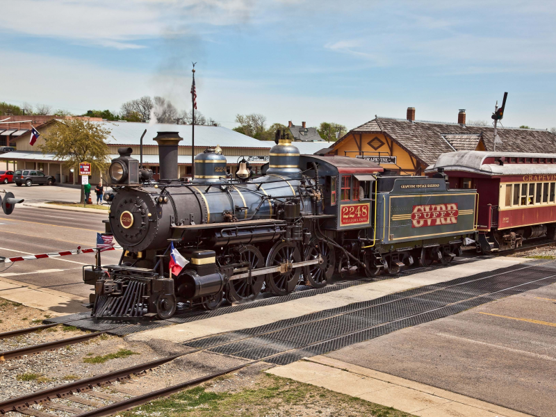 паровоз, рельсы, железная, steam train, станция, дорога