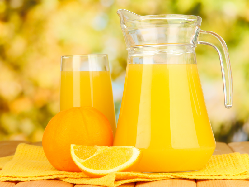 цитрусы, апельсин, стол, стакан, кувшин, сок, фрукты