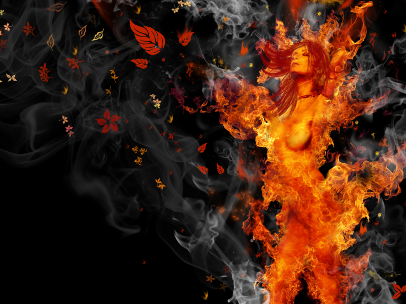 fire, girl, photoshop