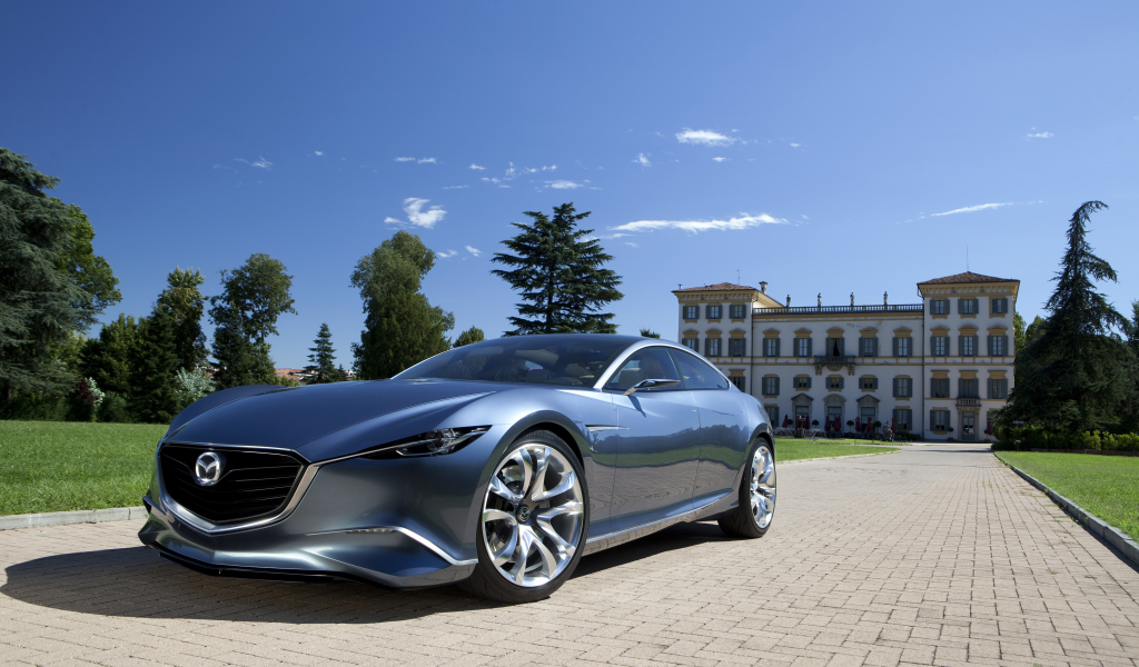 деревья, home, небо, дорога, mazda, большие обои