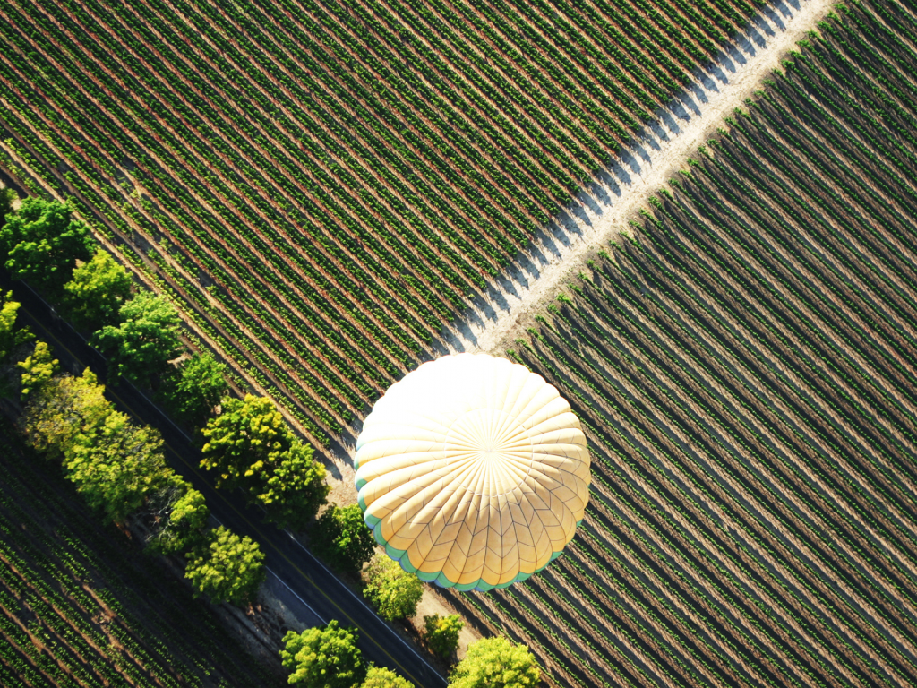 вид сверху, air baloon, baloon, поле, полет, воздушный шар, дорога