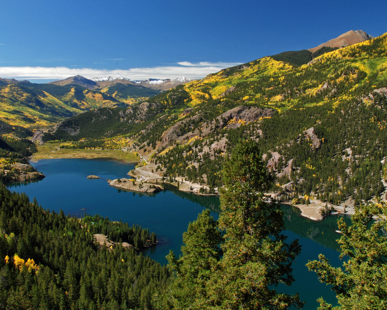 лес, природа, озеро, lake san cristobal, горы, san juan mountains