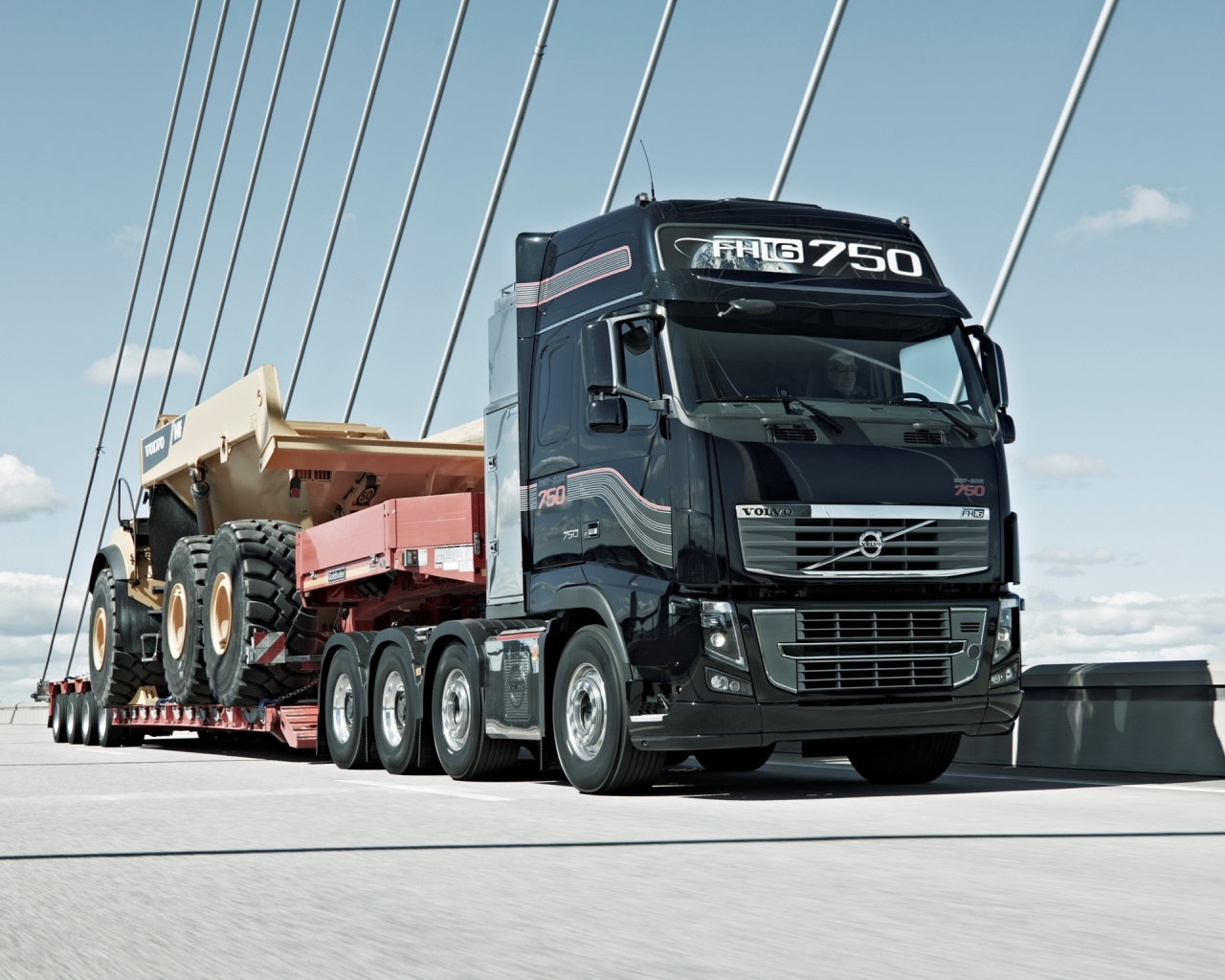 грузовик, truck, низкорамный тралл, volvo, вольво, goldhofer, 750, самосвал, гольдхоффер, fh16, тягач