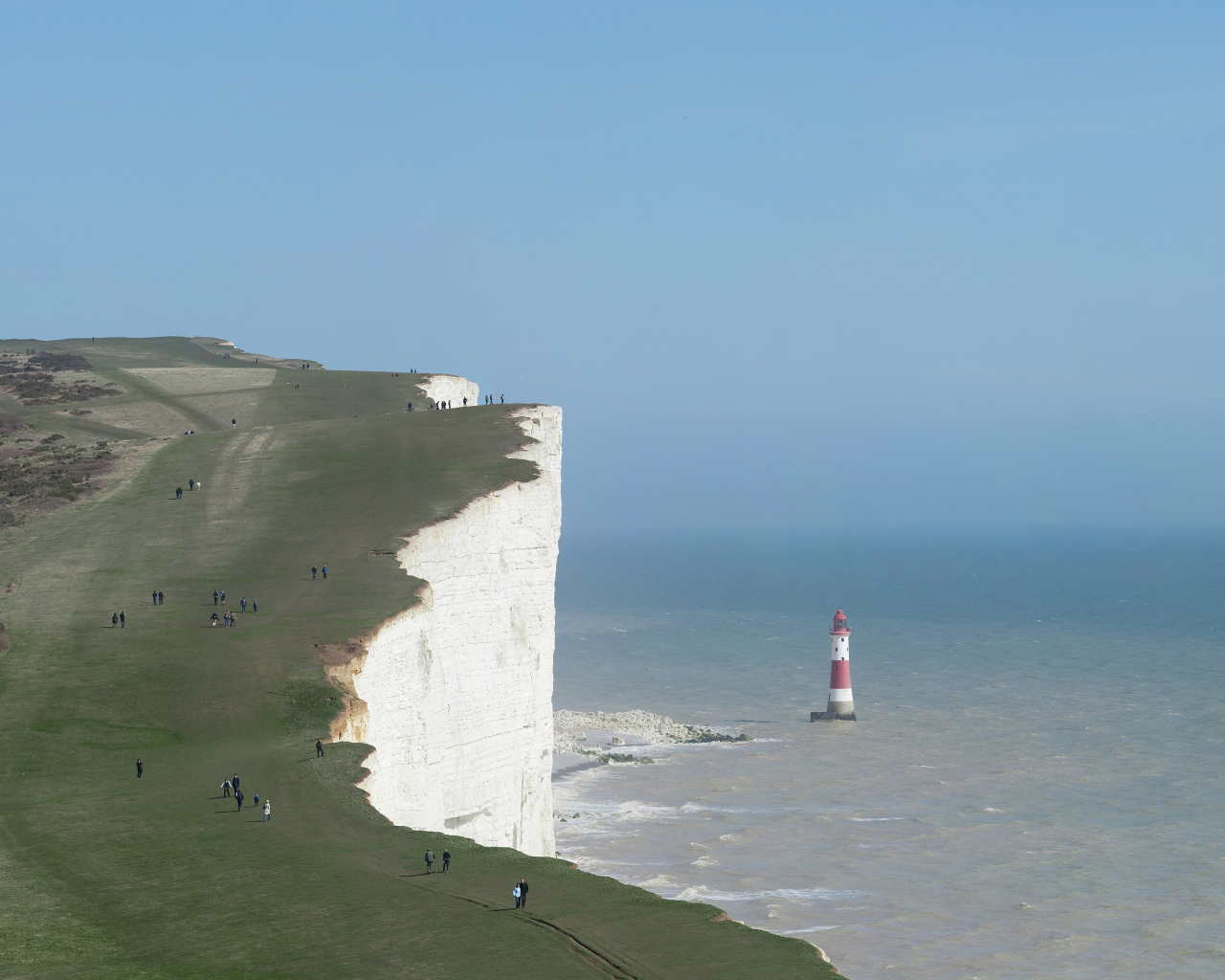 на южном побережье великобритании, бичи-хед, маяк, мыс, небо, beachy head, люди, обои