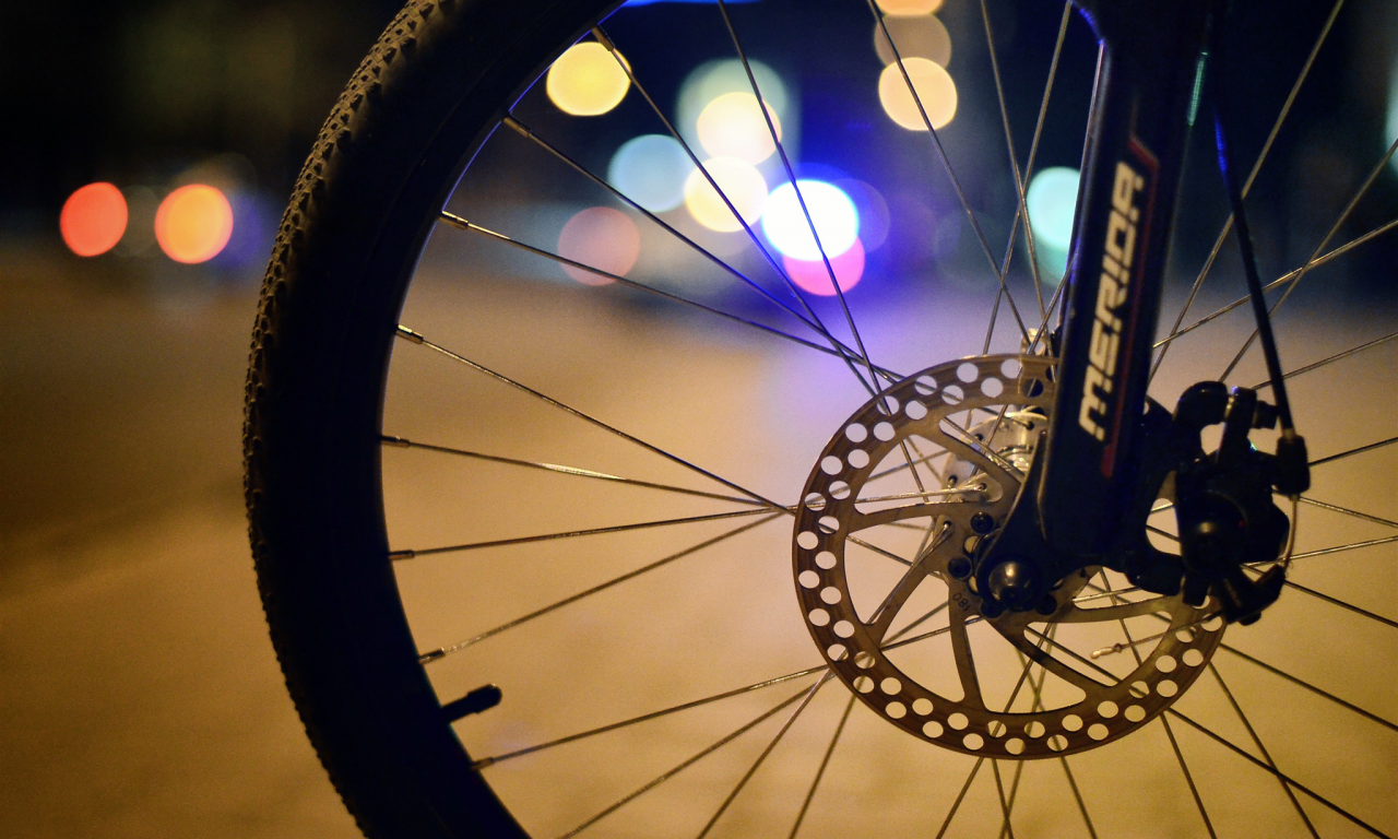 колесо, спицы, велосипед, диск, тормоз