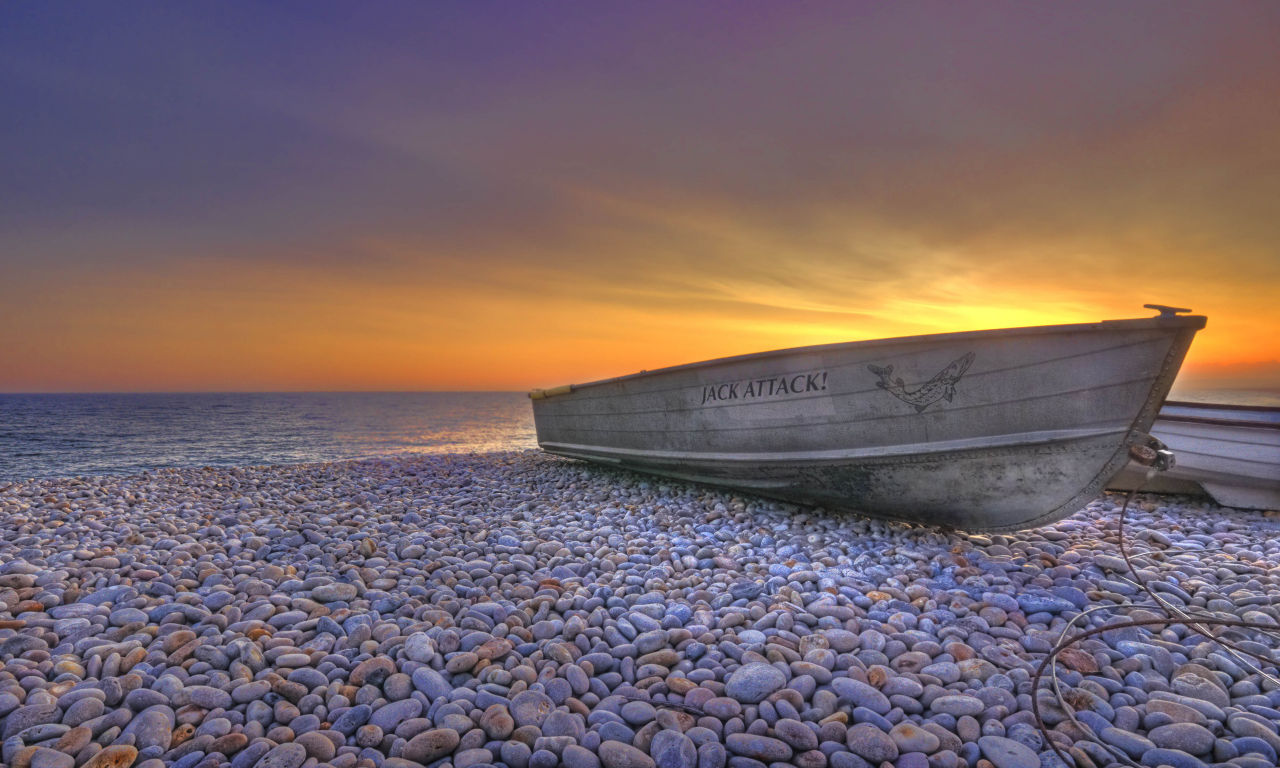 галька, hdr, вода, море, лодка, пейзажи, пляжи, небо, океан, камень, лодки, камни