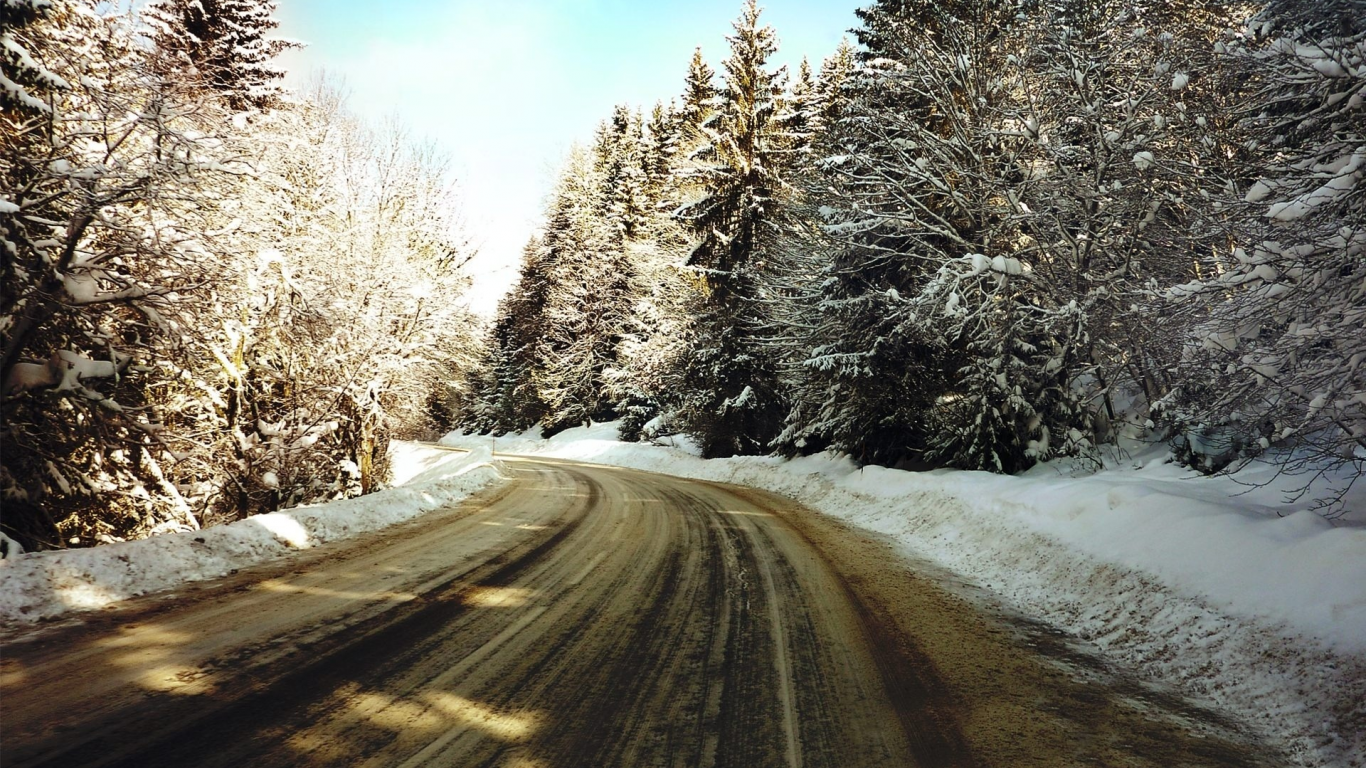 природа, зимние обои, снег, деревья, дорога, фото, дороги, зима