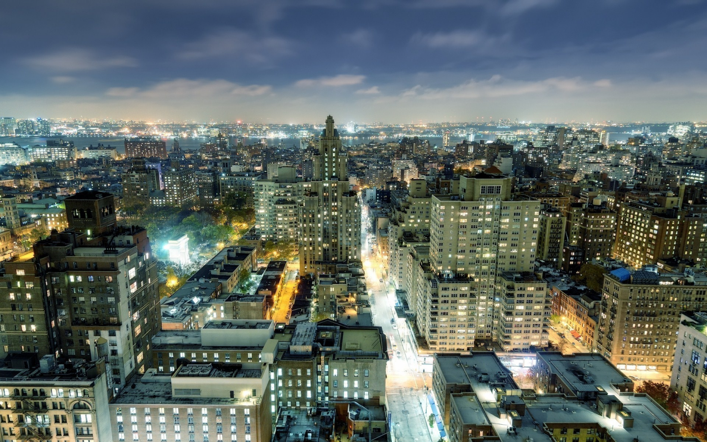 нью-йорк, night, огни, ночь, nyc, washington square park, west village, new york city