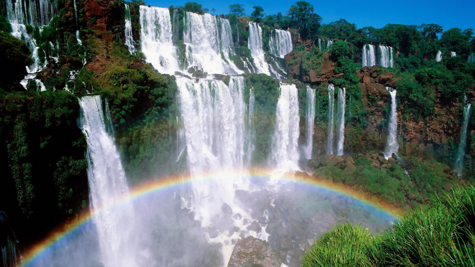 водопад, радуга, улыбка природы